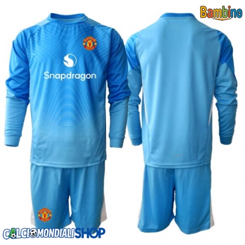 Maglie da calcio Manchester United Portiere Prima Maglia Bambino 2025-26 Manica Lunga + Pantaloni corti)